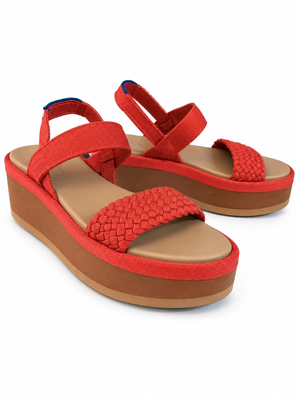 ROTHY'S orange/blue accent, platform strappy elastic sandals. Size 8
